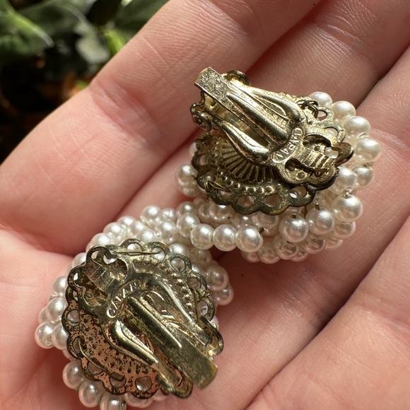 1960's Signed Japan Faux Seed Pearl Extra Long Twisted Necklace and Earring Set - Picture 5 of 8